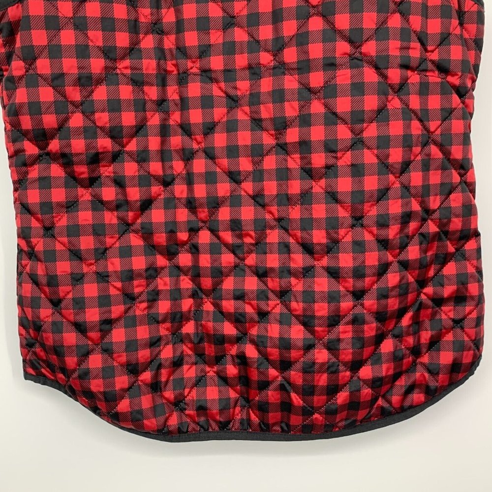Old Navy Vest Red Black Plaid Check Quilted Puffer Full Zip - Picture 9 of 9